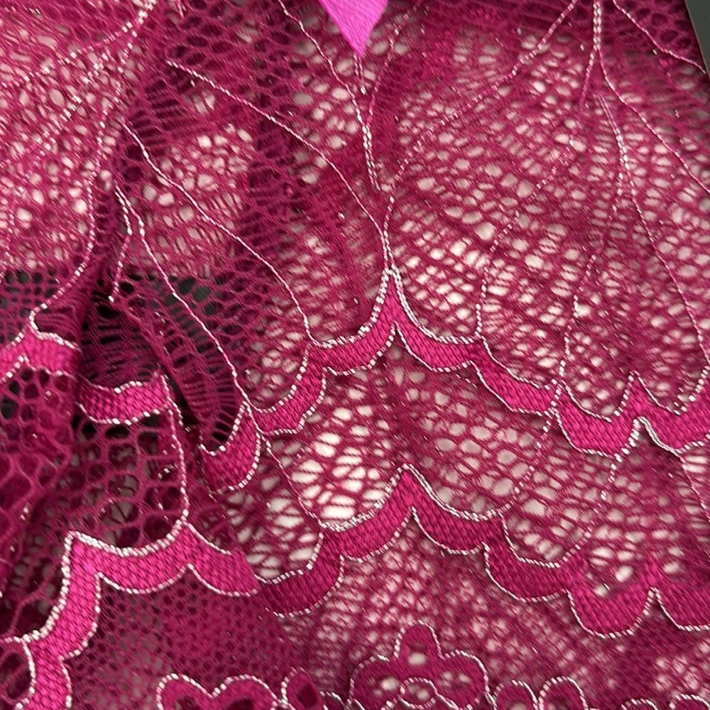 Frederick’s of Hollywood Purple Caroline Metallic Lace Bralette - Picture 5 of 6